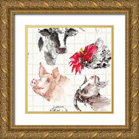 Farm Signs Pattern IA Gold Ornate Wood Framed Art Print with Double Matting by Tavoletti, Anne