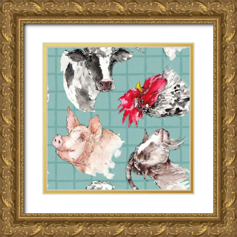Farm Signs Pattern IB Gold Ornate Wood Framed Art Print with Double Matting by Tavoletti, Anne