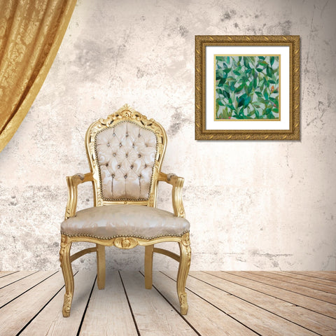 Summer Garden Greenery I Gold Ornate Wood Framed Art Print with Double Matting by Nai, Danhui