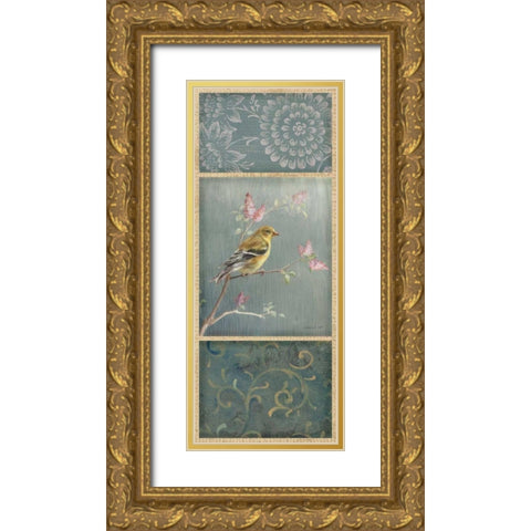 Female Goldfinch - Wag Gold Ornate Wood Framed Art Print with Double Matting by Nai, Danhui