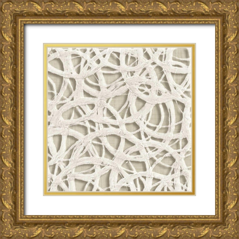 Endless Circles Front Linen Gold Ornate Wood Framed Art Print with Double Matting by Wild Apple Portfolio