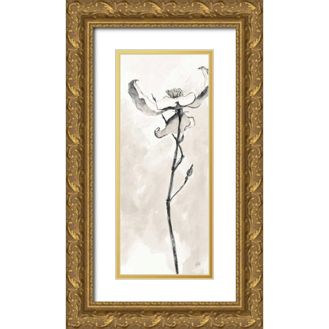 Solitary Dogwood IV Taupe Crop Gold Ornate Wood Framed Art Print with Double Matting by Paschke, Chris