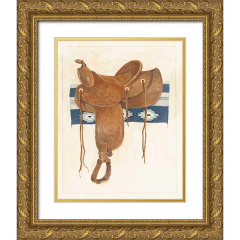 Western Saddle II Light Gold Ornate Wood Framed Art Print with Double Matting by Tillmon, Avery