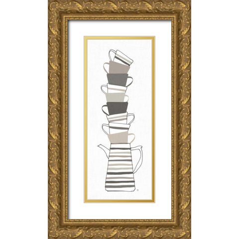 Stack of Cups II Neutral Gold Ornate Wood Framed Art Print with Double Matting by Tillmon, Avery