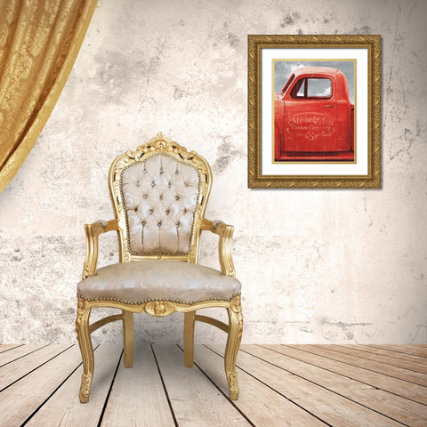 Lets Go for a Ride II Red Truck Gold Ornate Wood Framed Art Print with Double Matting by Wiens, James