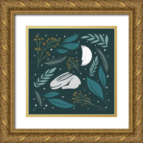 Sweet Dreams Bunny IV Gold Ornate Wood Framed Art Print with Double Matting by Thorns, Becky