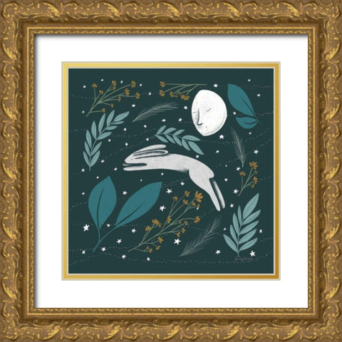 Sweet Dreams Bunny VI Gold Ornate Wood Framed Art Print with Double Matting by Thorns, Becky