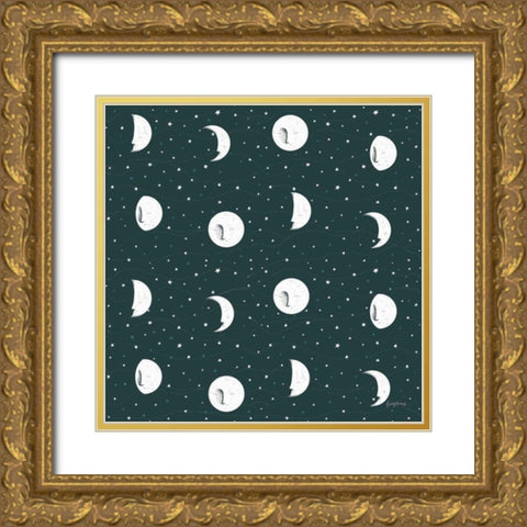Sweet Dreams Bunny Pattern IVA Gold Ornate Wood Framed Art Print with Double Matting by Thorns, Becky