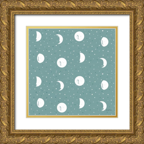 Sweet Dreams Bunny Pattern IVB Gold Ornate Wood Framed Art Print with Double Matting by Thorns, Becky