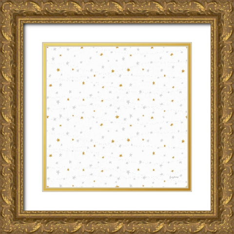 Sweet Dreams Bunny Pattern VIA Gold Ornate Wood Framed Art Print with Double Matting by Thorns, Becky