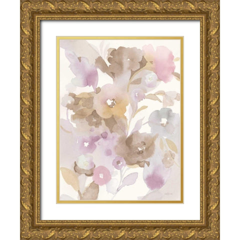 Neutral Garden I Gold Ornate Wood Framed Art Print with Double Matting by Nai, Danhui