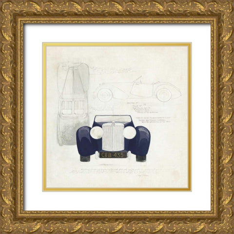Roadster II Blue Car Gold Ornate Wood Framed Art Print with Double Matting by Tillmon, Avery