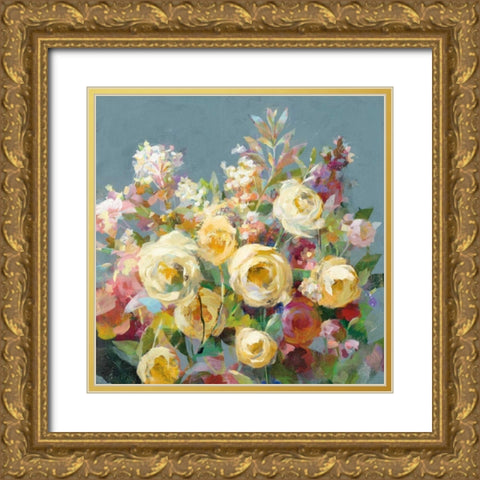 Joy of the Garden Sq II Yellow Gold Ornate Wood Framed Art Print with Double Matting by Nai, Danhui