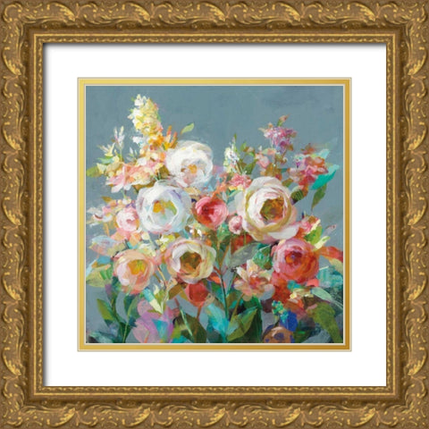 Joy of the Garden Square I Gold Ornate Wood Framed Art Print with Double Matting by Nai, Danhui