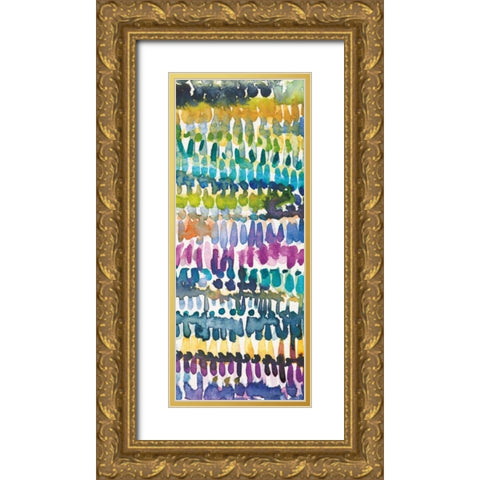 Colorful Paterns IV Panel II Gold Ornate Wood Framed Art Print with Double Matting by Warrick, Cheryl