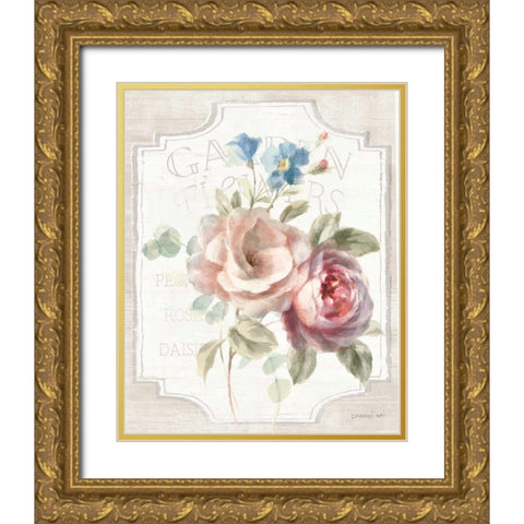 Cottage Garden IV on wood Gold Ornate Wood Framed Art Print with Double Matting by Nai, Danhui