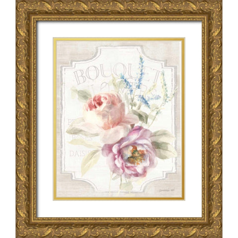 Cottage Garden V on wood Gold Ornate Wood Framed Art Print with Double Matting by Nai, Danhui