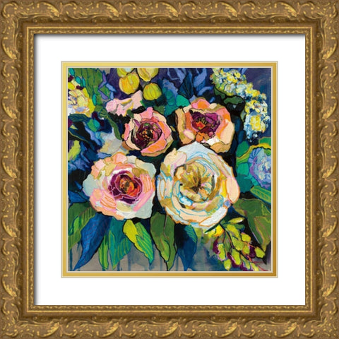 Peony Garden Gold Ornate Wood Framed Art Print with Double Matting by Vertentes, Jeanette