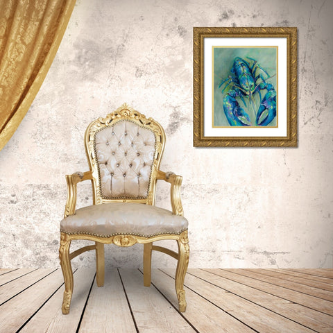 Blue Gold Ornate Wood Framed Art Print with Double Matting by Vertentes, Jeanette