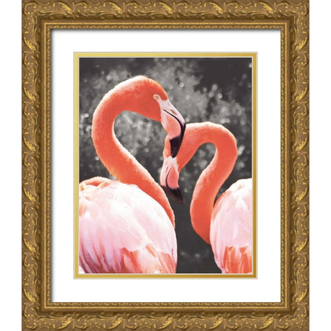 Flamingo II on BW Gold Ornate Wood Framed Art Print with Double Matting by Van Swearingen, Debra