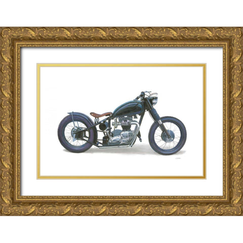 Lets Roll I White Gold Ornate Wood Framed Art Print with Double Matting by Wiens, James