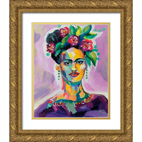 Frida Gold Ornate Wood Framed Art Print with Double Matting by Vertentes, Jeanette