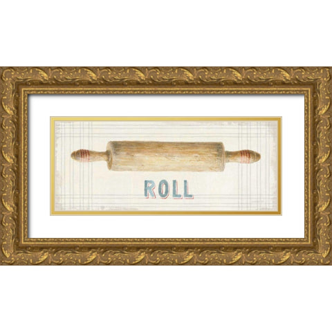 Floursack Kitchen Sign II Gold Ornate Wood Framed Art Print with Double Matting by Nai, Danhui