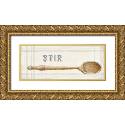 Floursack Kitchen Sign III Gold Ornate Wood Framed Art Print with Double Matting by Nai, Danhui
