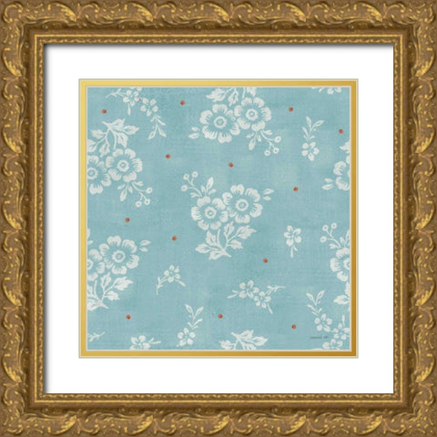 Kitchen Floursack Pattern ID Gold Ornate Wood Framed Art Print with Double Matting by Nai, Danhui