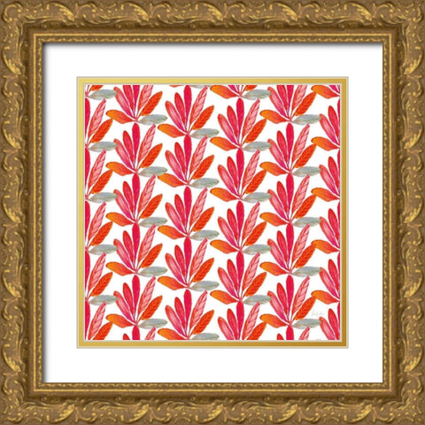 Fridas Flower Fancy Pattern III Gold Ornate Wood Framed Art Print with Double Matting by Rice, Kristy