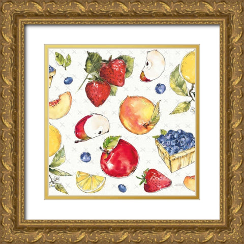 Fruit Stand Pattern I Gold Ornate Wood Framed Art Print with Double Matting by Tavoletti, Anne