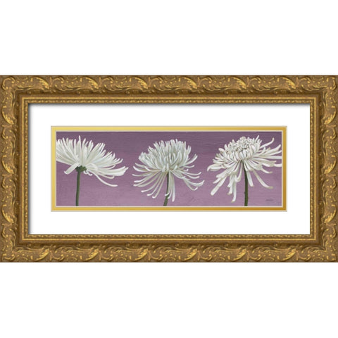 Morning Chrysanthemums V Lavender Gold Ornate Wood Framed Art Print with Double Matting by Lovell, Kathrine