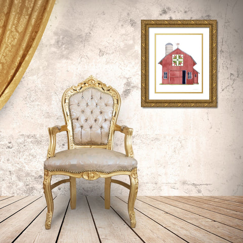 Life on the Farm Barn Element I Dark Red Gold Ornate Wood Framed Art Print with Double Matting by McKenna, Kathleen Parr
