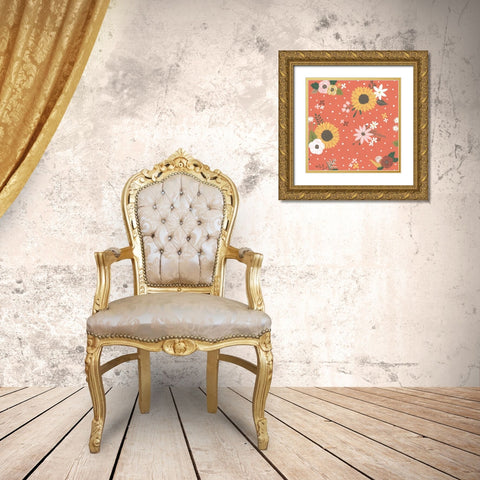 Autumn Garden Pattern IB Gold Ornate Wood Framed Art Print with Double Matting by Marshall, Laura