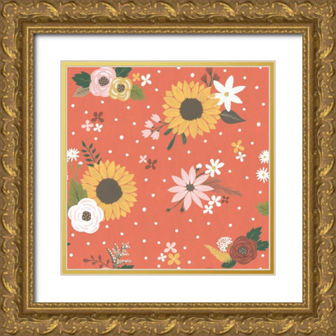 Autumn Garden Pattern IB Gold Ornate Wood Framed Art Print with Double Matting by Marshall, Laura