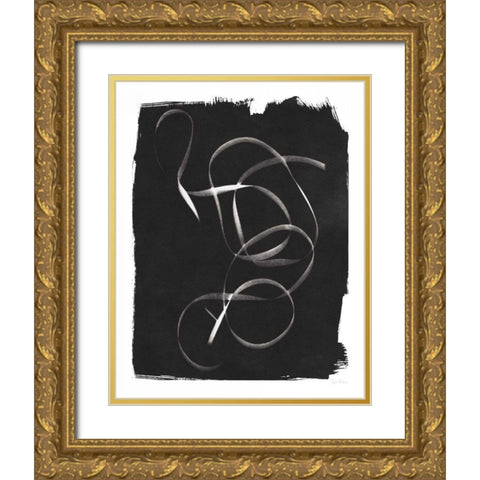 Nature By The Lake Ribbon I BW Gold Ornate Wood Framed Art Print with Double Matting by Rhue, Piper