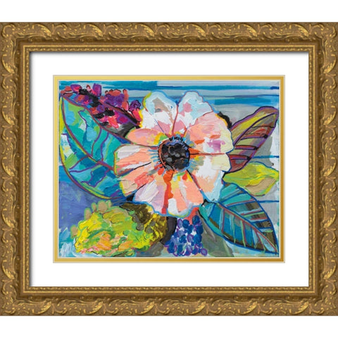 Island Flowers Gold Ornate Wood Framed Art Print with Double Matting by Vertentes, Jeanette