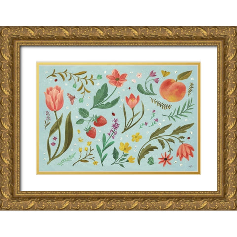 Spring Botanical I Gold Ornate Wood Framed Art Print with Double Matting by Penner, Janelle