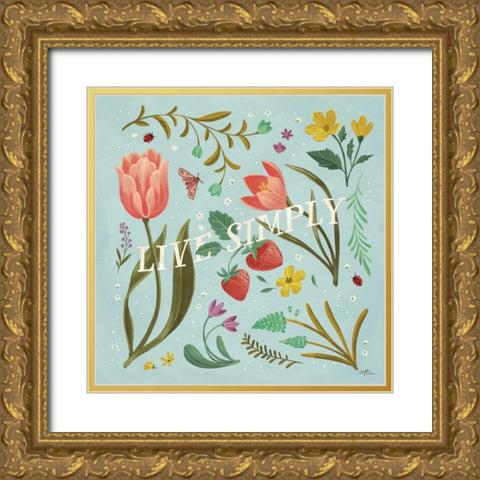 Spring Botanical VI Gold Ornate Wood Framed Art Print with Double Matting by Penner, Janelle