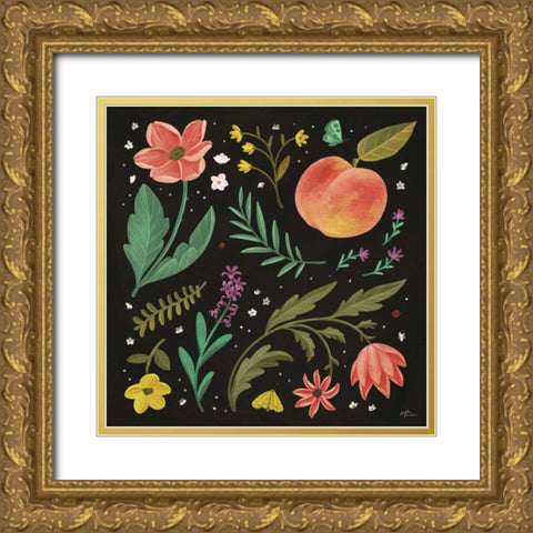 Spring Botanical II Black Gold Ornate Wood Framed Art Print with Double Matting by Penner, Janelle