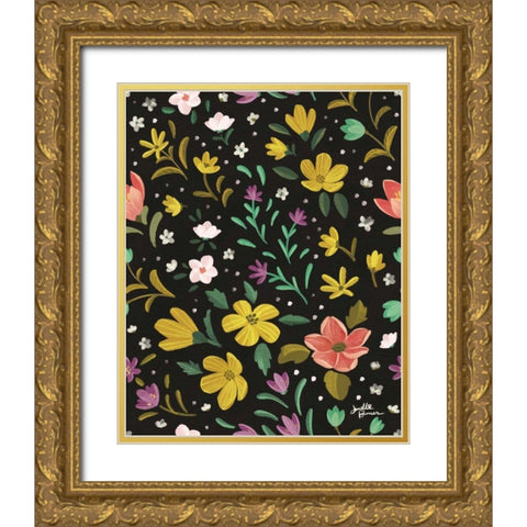 Spring Botanical Pattern IIA Gold Ornate Wood Framed Art Print with Double Matting by Penner, Janelle