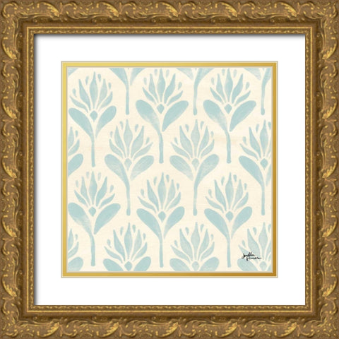 Spring Botanical Pattern IVA Gold Ornate Wood Framed Art Print with Double Matting by Penner, Janelle