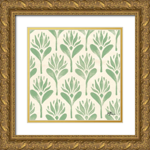 Spring Botanical Pattern IVC Gold Ornate Wood Framed Art Print with Double Matting by Penner, Janelle