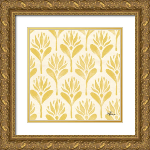 Spring Botanical Pattern IVD Gold Ornate Wood Framed Art Print with Double Matting by Penner, Janelle