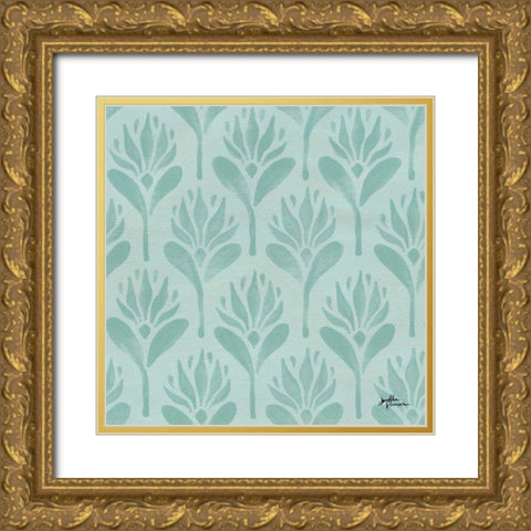 Spring Botanical Pattern VA Gold Ornate Wood Framed Art Print with Double Matting by Penner, Janelle