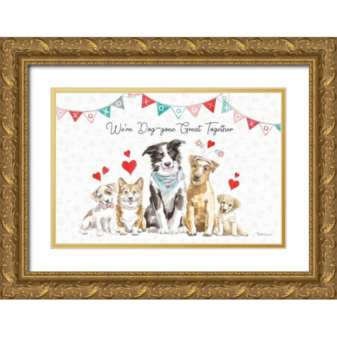 Paws of Love I Gold Ornate Wood Framed Art Print with Double Matting by Grove, Beth