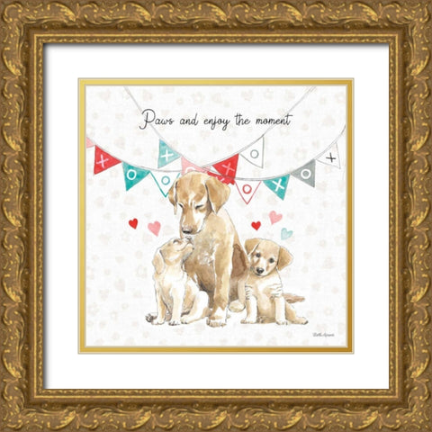 Paws of Love III Gold Ornate Wood Framed Art Print with Double Matting by Grove, Beth