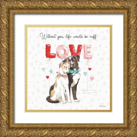Paws of Love IV Gold Ornate Wood Framed Art Print with Double Matting by Grove, Beth