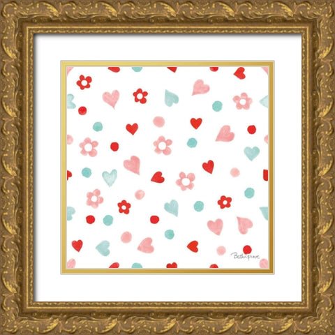 Paws of Love Pattern IIA Gold Ornate Wood Framed Art Print with Double Matting by Grove, Beth