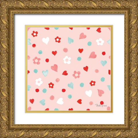 Paws of Love Pattern IIB Gold Ornate Wood Framed Art Print with Double Matting by Grove, Beth